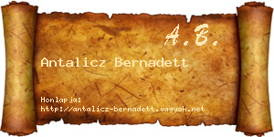 Antalicz Bernadett névjegykártya